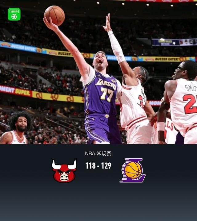 九游-湖人129-118公牛，东契奇46+7+11，詹姆斯上半场20分，吉迪19+6+7